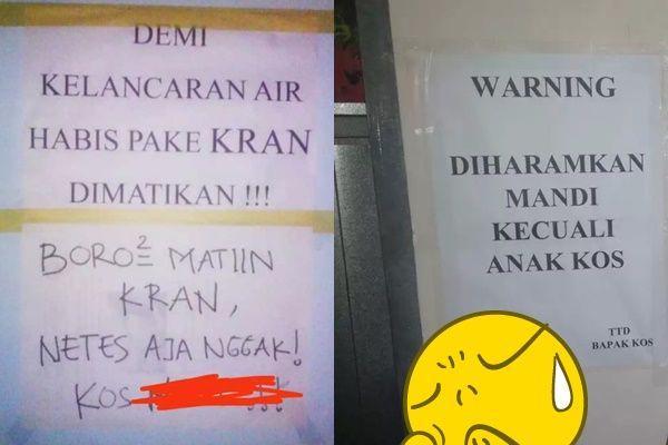 10 Tulisan Peringatan di Kamar Mandi Kos, Bisa Bikin Auto Ribut