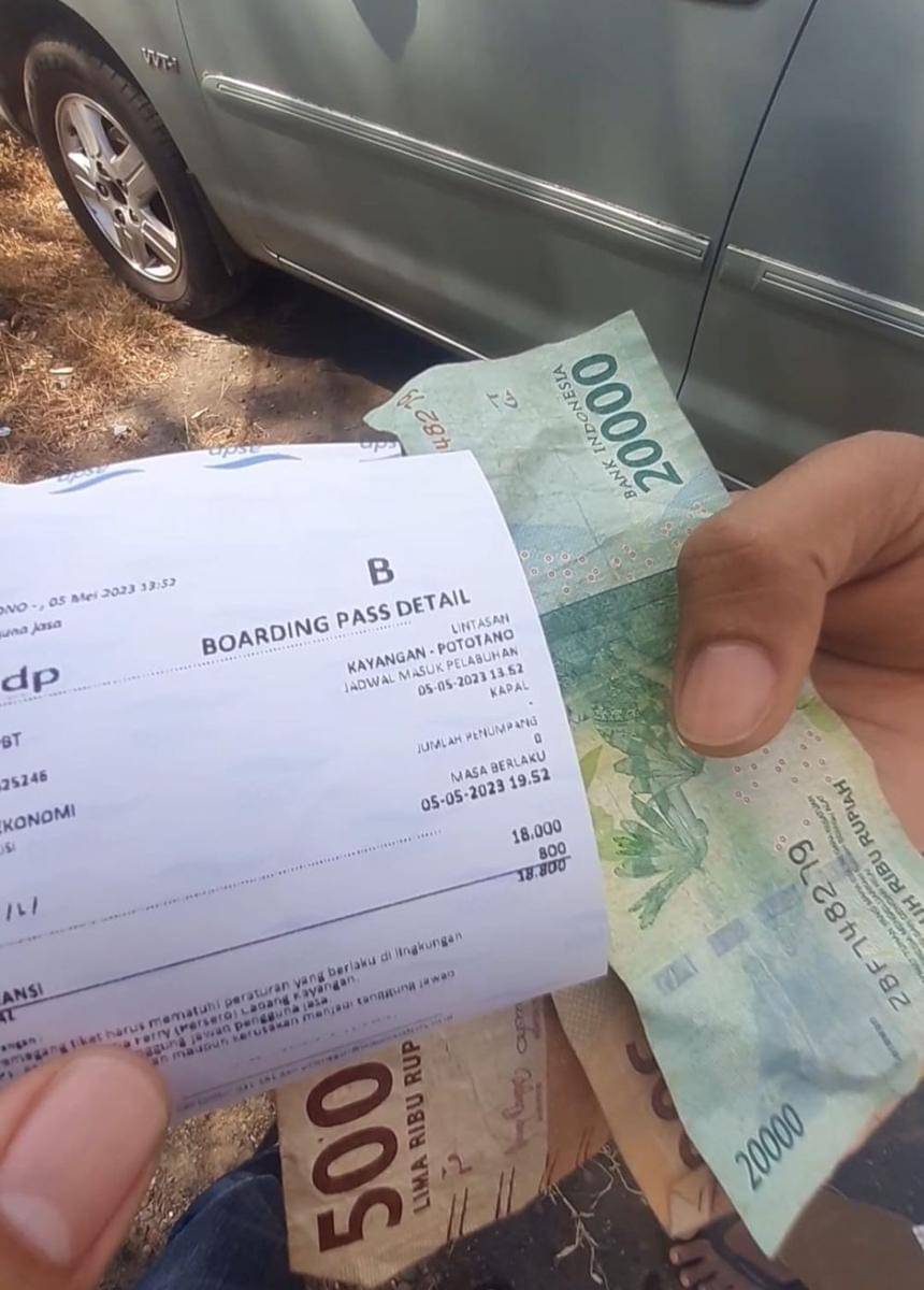 Praktik penggelembungan tarif tiket penyeberangan di Pelabuhan Kayangan Lombok Timur yang ditemukan Tim Ombudsman RI Perwakilan NTB. (dok. Ombudsman NTB)