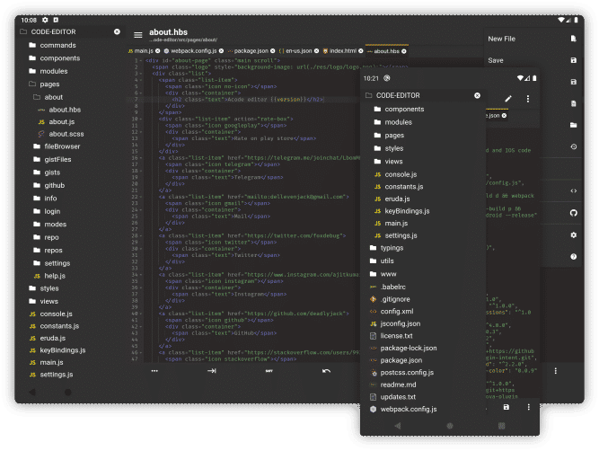 Acode Preview (acode.foxdebug.com/)