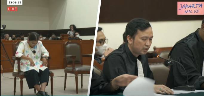 Sidang agenda tanggapan jaksa atas eksepsi yang disampaikan Haris dan Fatia 17 April 2023 lalu di Pengadilan Negeri Jakarta Timur (YouTube/Jakartanicus)