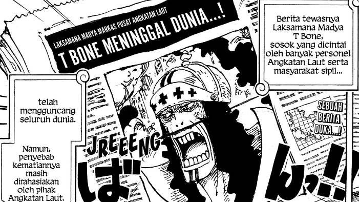 berita kematian T Bone (dok. Shueisha/One Piece)