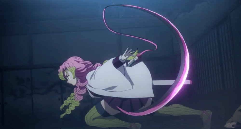 Nichirin Mitsuri yang unik (dok. Ufotable/ Kimetsu no Yaiba Swordsmith Village Arc)