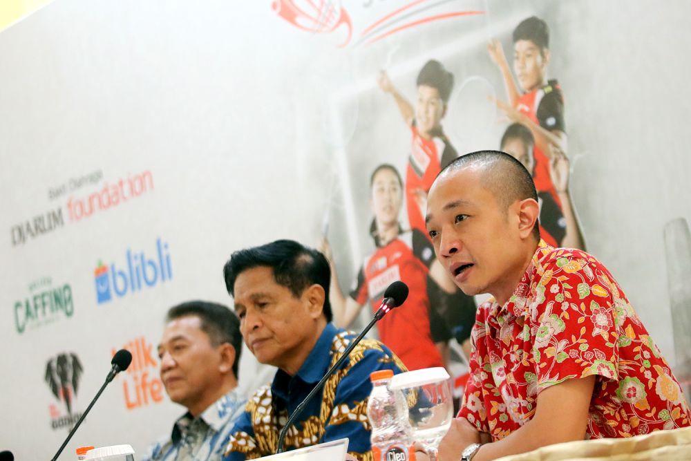 Business Development Polytron Christopher A Wirawan dalam sesi jumpa pers Polytron Superliga Junior 2023. (Dok. Superliga)