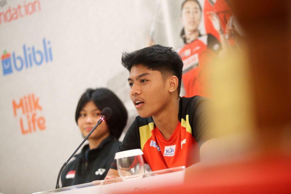 Atlet tunggal putra PB Djarum Moh. Zaki Ubaidillah dalam sesi jumpa Polytron Superliga Junior 2023. (Dok. Superliga)
