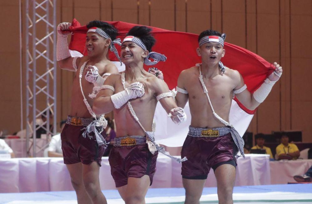 Selebrasi Kemenangan Perwakilan Indonesia untuk Kun Bokator di SEA Games Kamboja 2023 (Kemenpora.go.id/Egan)