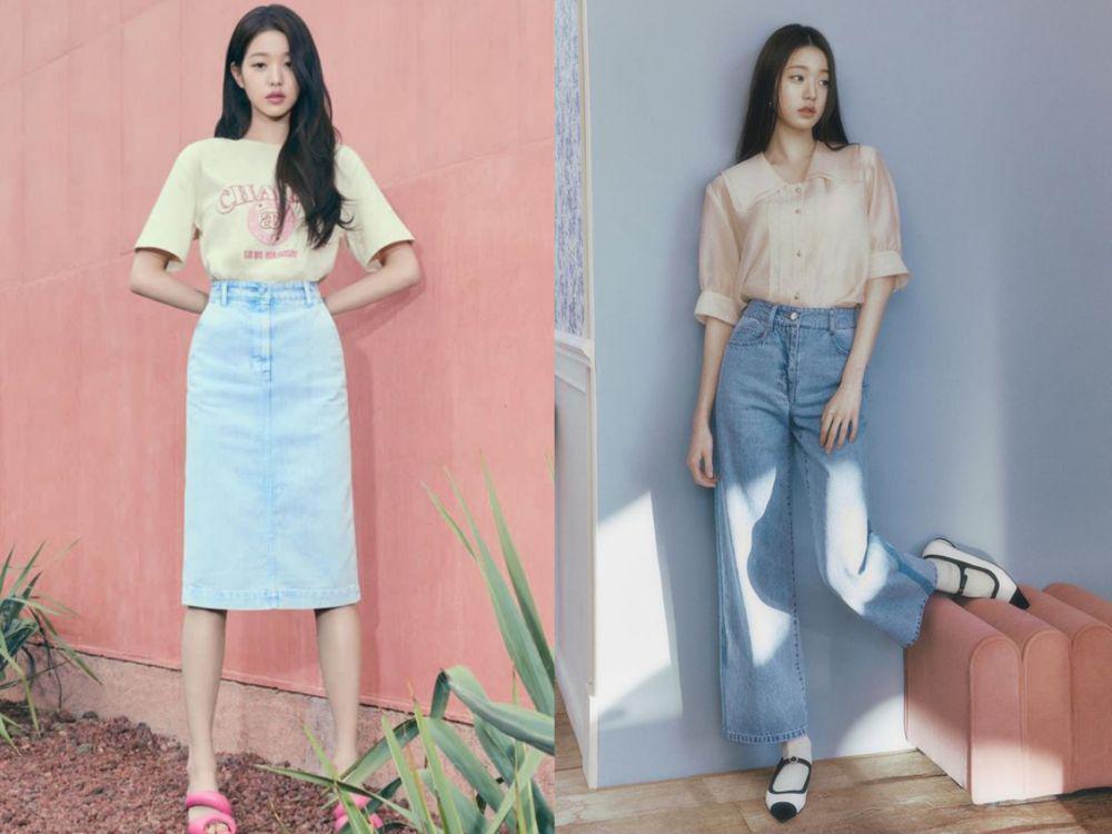 15 Ide Mix and Match Denim ala Wonyoung IVE, Super Stylish!