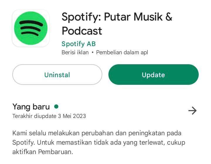 Update Spotify (dok. Putri Meliana Ariyani)