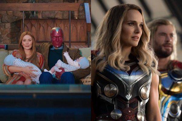 Wanda Maximoff dan Vision (dok. Marvel/WandaVision) | Jane Foster dan Thor (dok. Marvel/Thor: Love and Thunder)