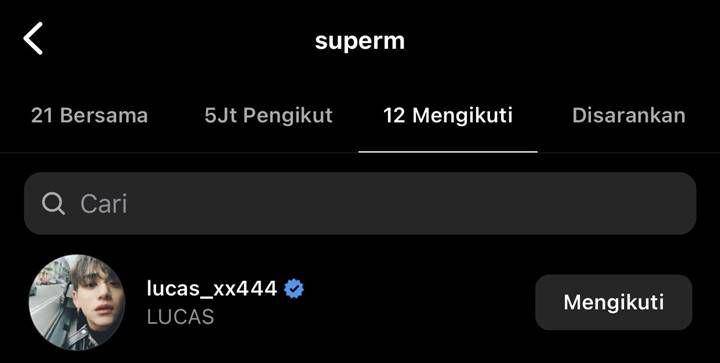 akun Instagram SuperM yang masih mengikuti Lucas (instagram.com/superm)