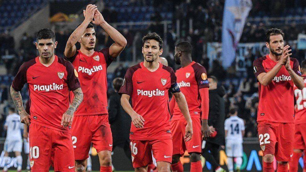 Para pemain Sevilla saat merayakan kemenangan atas Lazio di Liga Europa 2018/2019. (uefa.com)