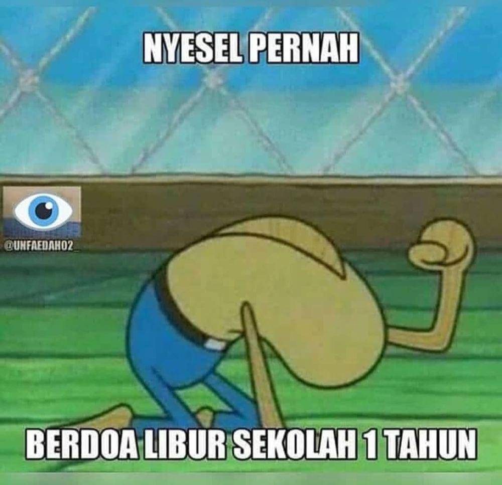 meme melamun (instagram.com/spongebob_gariskeras)