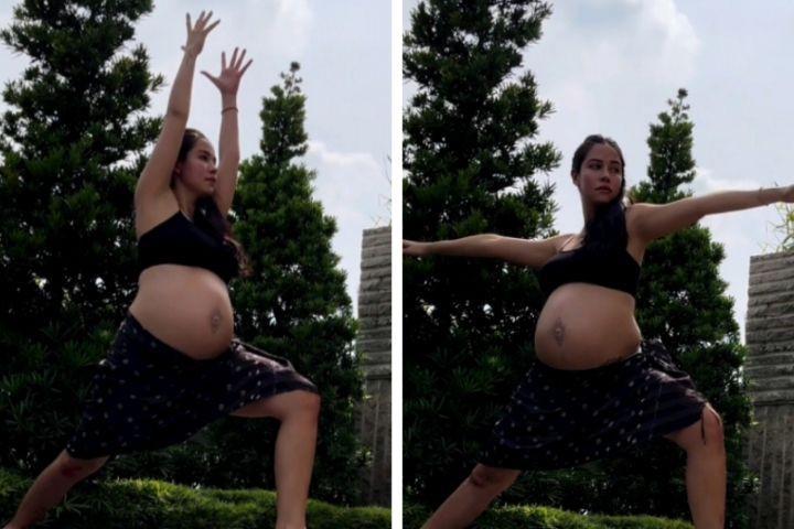 7 Potret Estelle Linden Aktif Yoga di Tengah Hamil Tua, Bikin Ngilu!
