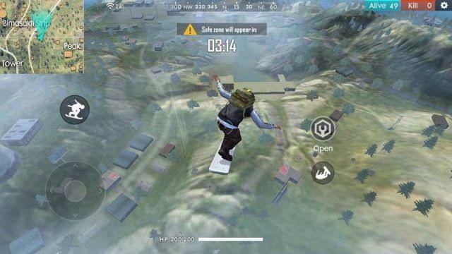 karakter terjun di atas bangunan tanpa pintu (dok.111dots Studio/Free Fire)