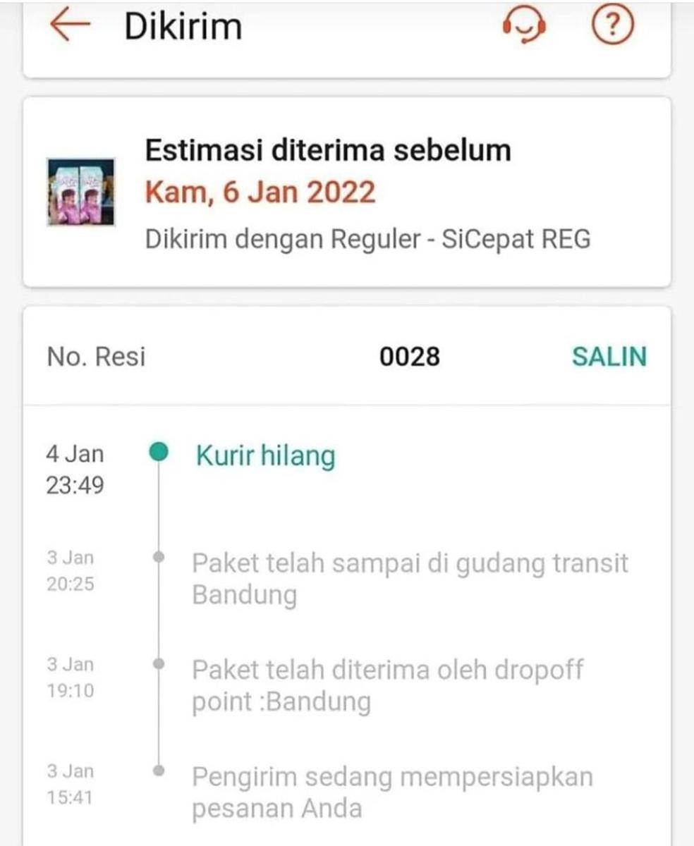 unggahan riwayat pesanan belanja online (instagram.com/verell._)