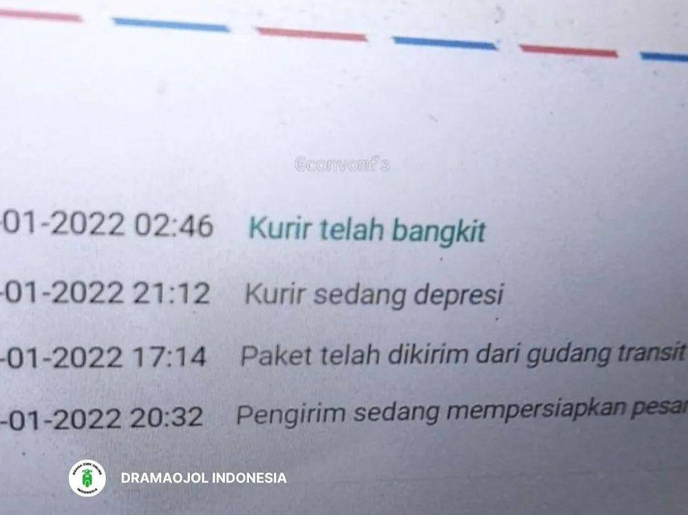 unggahan kurir dalam riwayat pesanan belanja online (instagram.com/dramaojol.id)