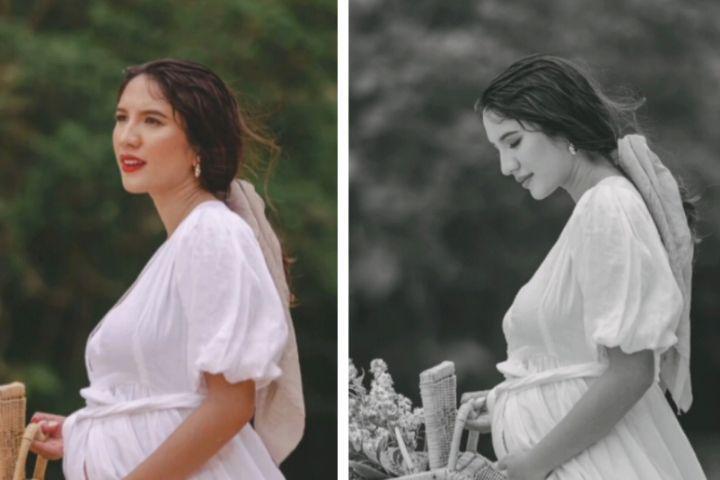 7 Maternity Shoot Acha Sinaga Jelang Lahiran, Elegan di Pinggir Pantai