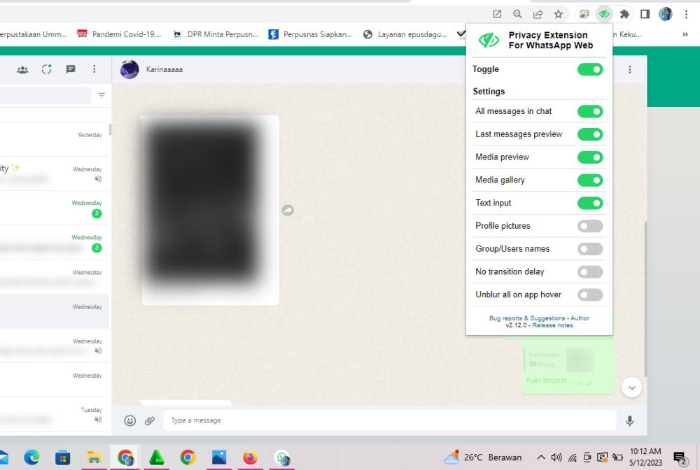 Google Chrome WhatsApp Web (dok. Putri Meliana Ariyani)
