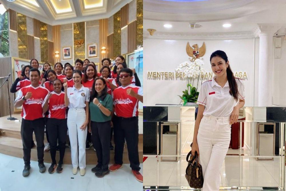 potret Mikha Tambayong tugas di Kemenpora (instagram.com/kemenpora I instagram.com/miktambayong)