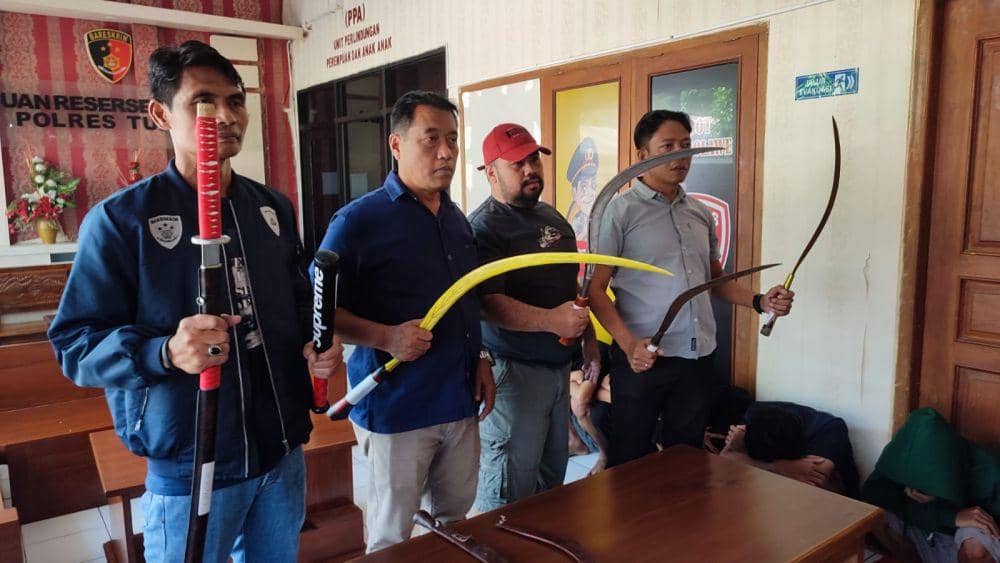 Sekelompok pemuda diduga gangster diamankan polisi. Dok Humas Polres Tuban
