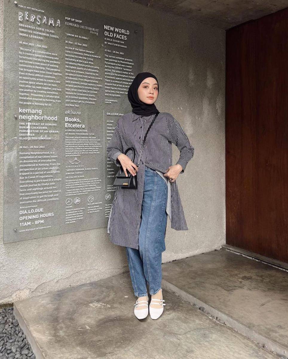 ide outfit kemeja ala Meirani Amalia Putri (instagram.com/meiraniap)