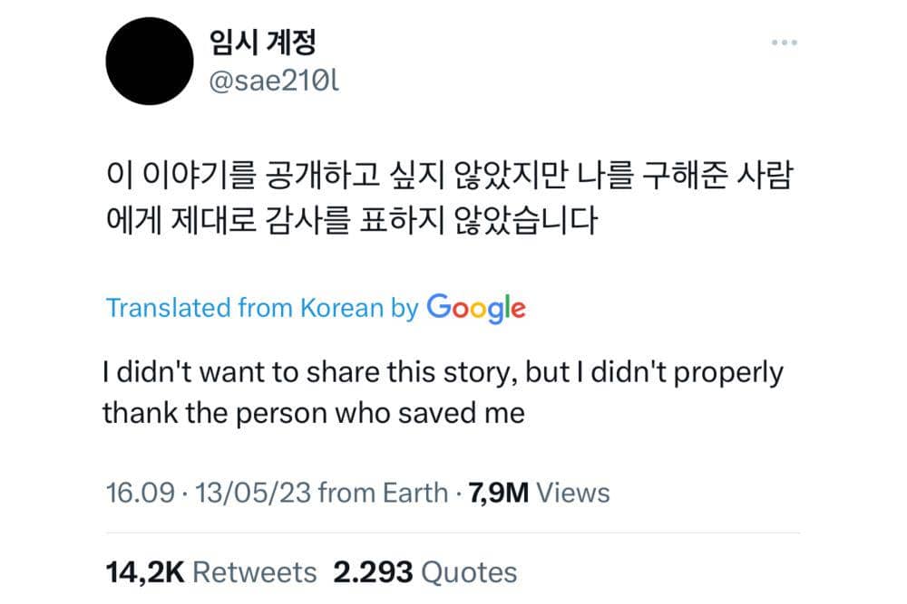 Tweet korban bullying yang diselamatkan oleh Chen EXO (twitter.com/sae210l)