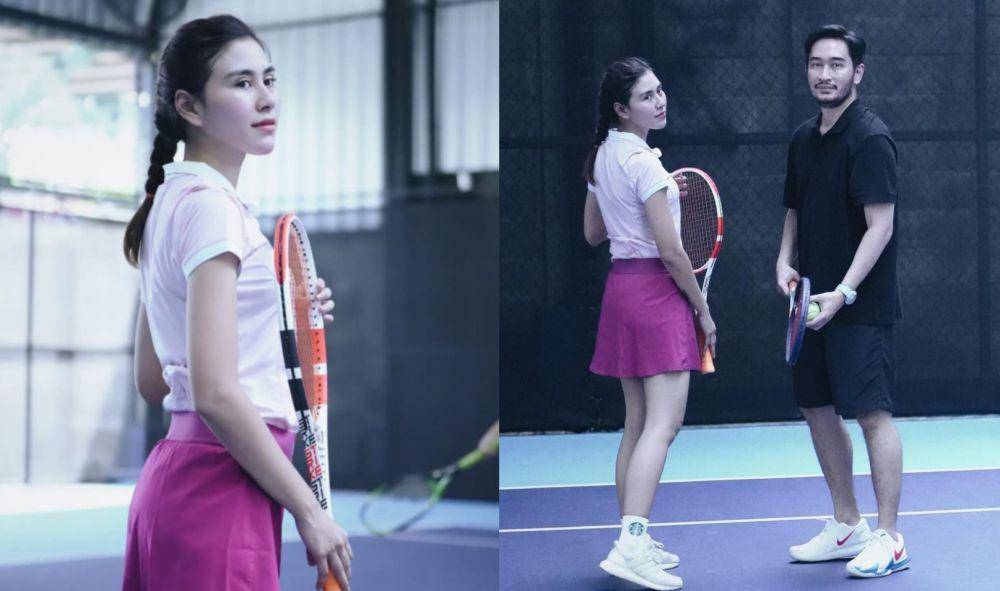 potret Syahnaz Sadiqah main tenis (instagram.com/syahnazs | instagram.com/ritchieismail)