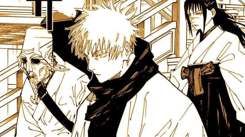 Gojo ditemani Gakuganji dan Utahime ( Dok. Shueisha / Jujutsu Kaisen )