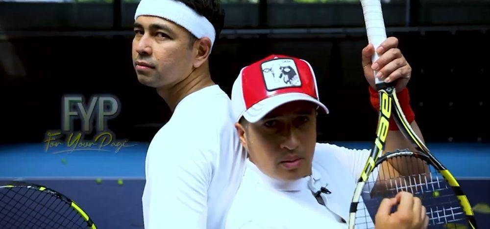potret Irfan Hakim dan Raffi Ahmad bermain tenis (instagram.com/raffinagita1717)