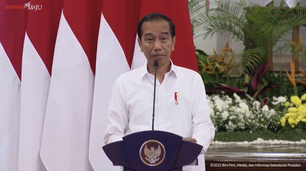 Presiden Joko “Jokowi” Widodo memberikan sambutan dalam Pencanangan Pelaksanaan Sensus Pertanian, Senin (15/5/2023). (dok. YouTube Sekretariat Presiden)