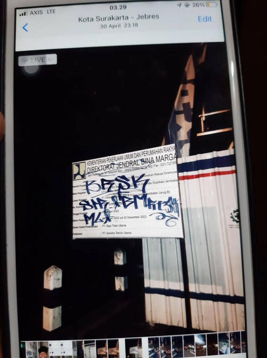 Aksi vandalisme di Solo di hp pelaku. (Dok/Istimewa)
