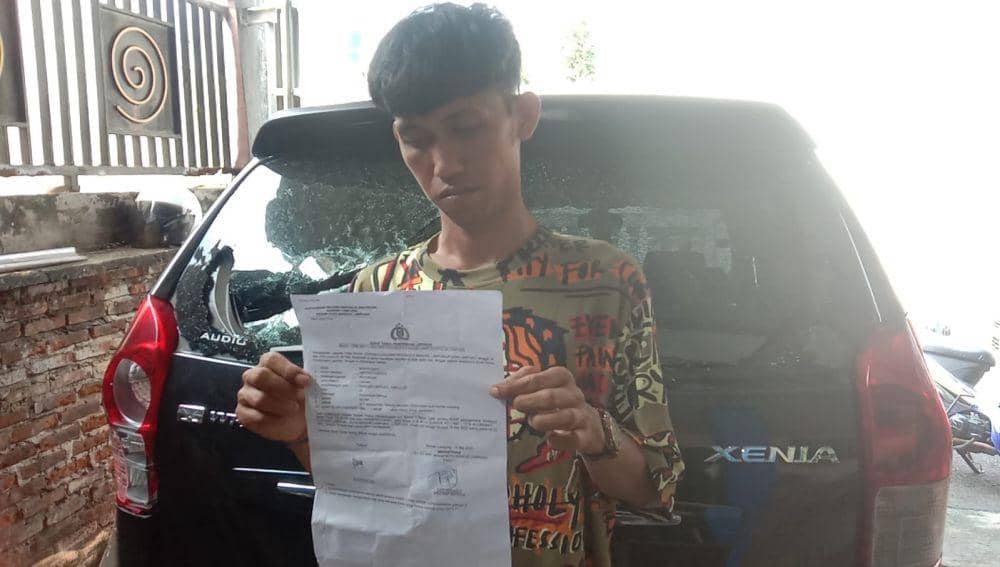 salah seorang korban, Novrianto (28) usai melaporkan peristiwa geng motor di Mapolresta Bandar Lampung. (IDN Times/Istimewa).