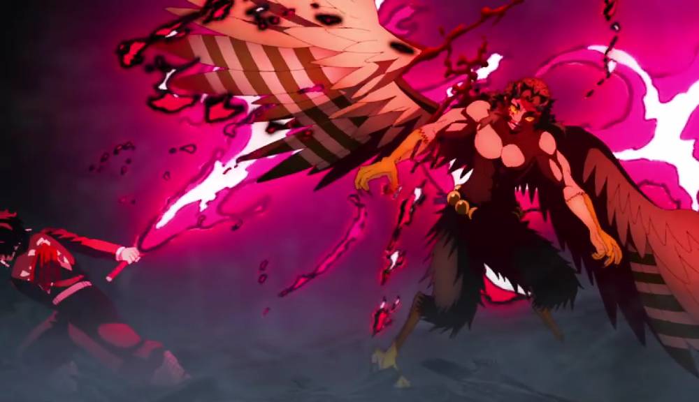 Tanjiro menyerang Sekido (dok. Ufotable/ Kimetsu no Yaiba Swordsmith Village Arc)
