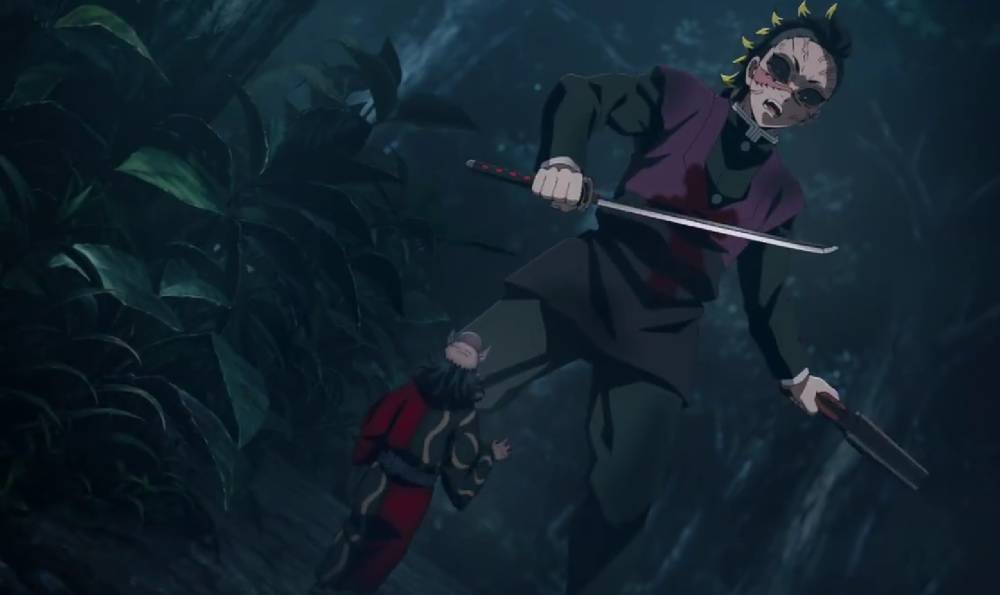 Ukuran tubuh Hantengu mengecil (dok. Ufotable/ Kimetsu no Yaiba Swordsmith Village Arc)
