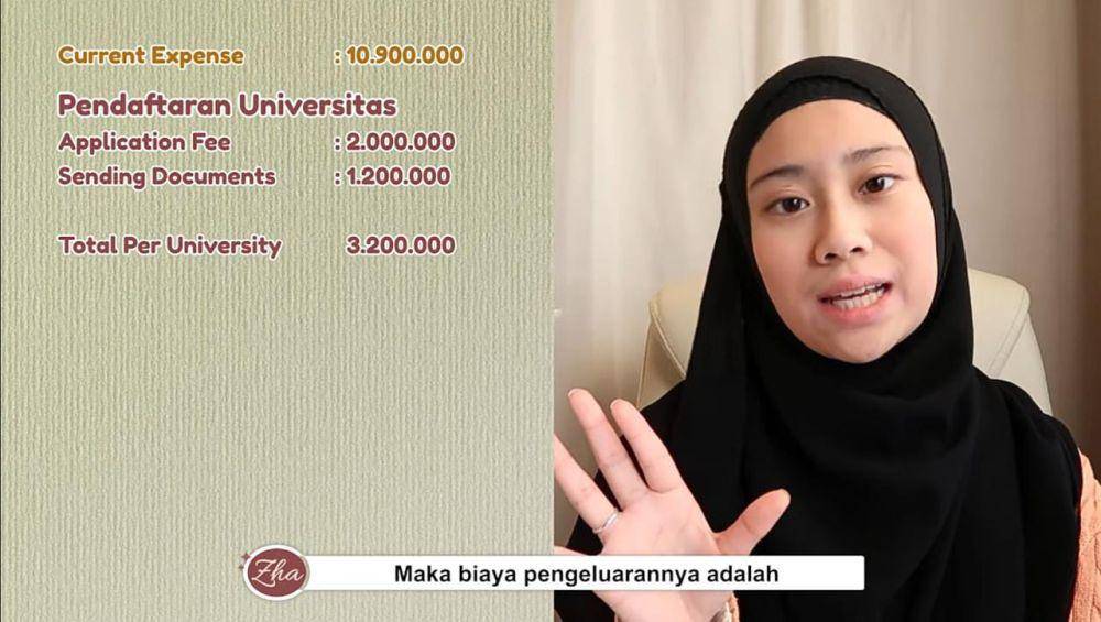 Cuplikan persiapan biaya kuliah ke luar negeri ala Zhafira Aqyla (youtube.com/@Zhafiraiha)