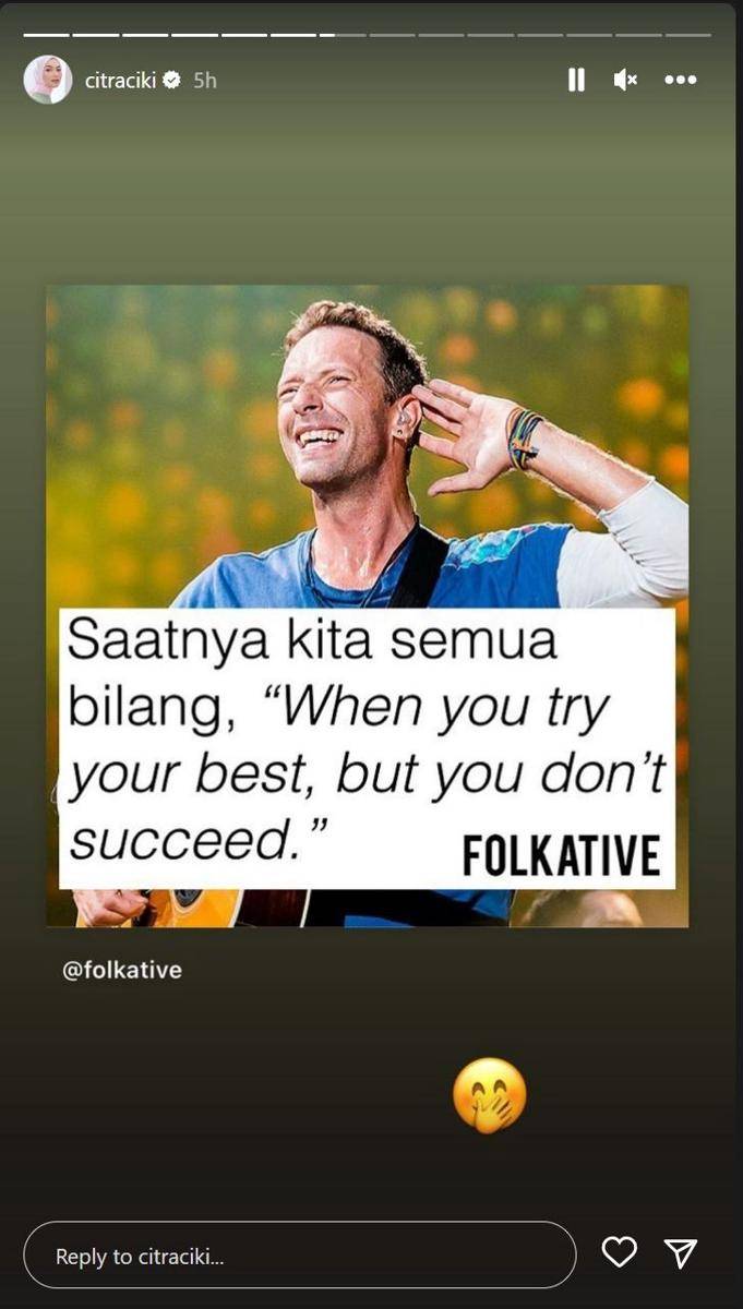 Citra Kirana kalah war tiket Coldplay (instagram.com/citraciki)