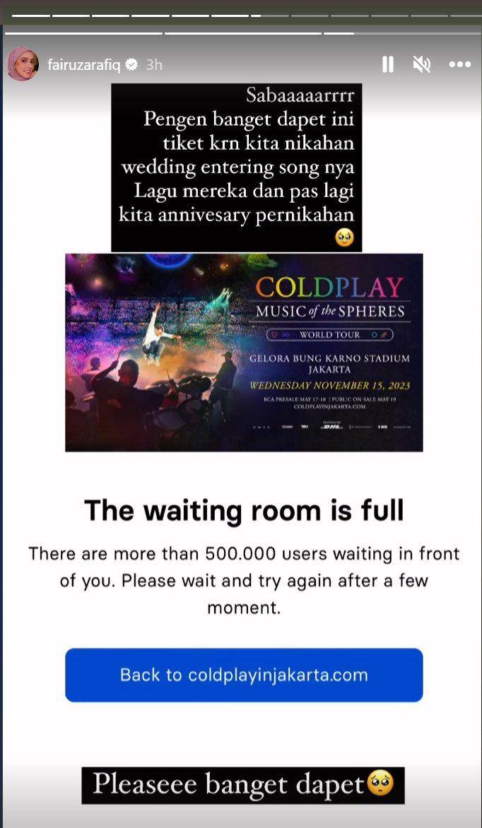 Fairuz Arafiq war tiket Coldplay (instagram.com/fairuzarafiq)