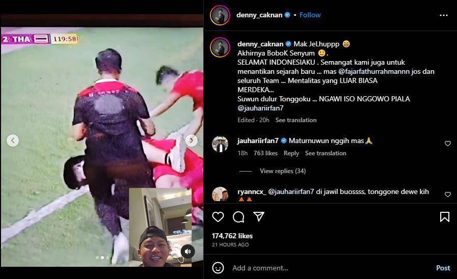 Artis Indonesia nobar final Sea Games (instagram.com/denny_caknan)