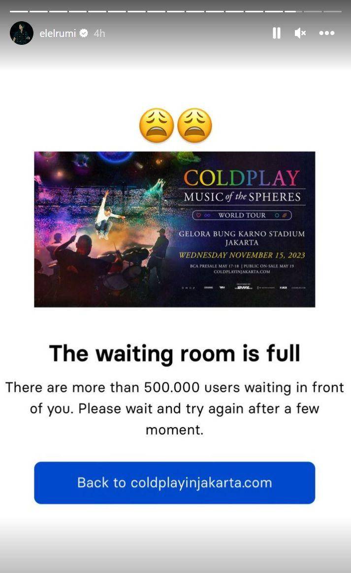 El Rumi Kalah War Tiket Konser Coldplay Jakarta (instagram.com/elelrumi)