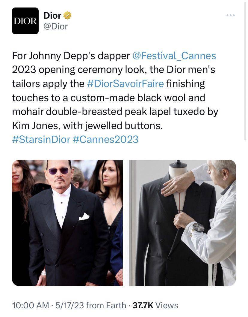 penampilan Johnny Depp di festival film Cannes (twitter.com/@dior)