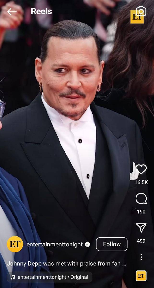 Johnny Depp di Cannes 2023 (via Entertainment Tonight)