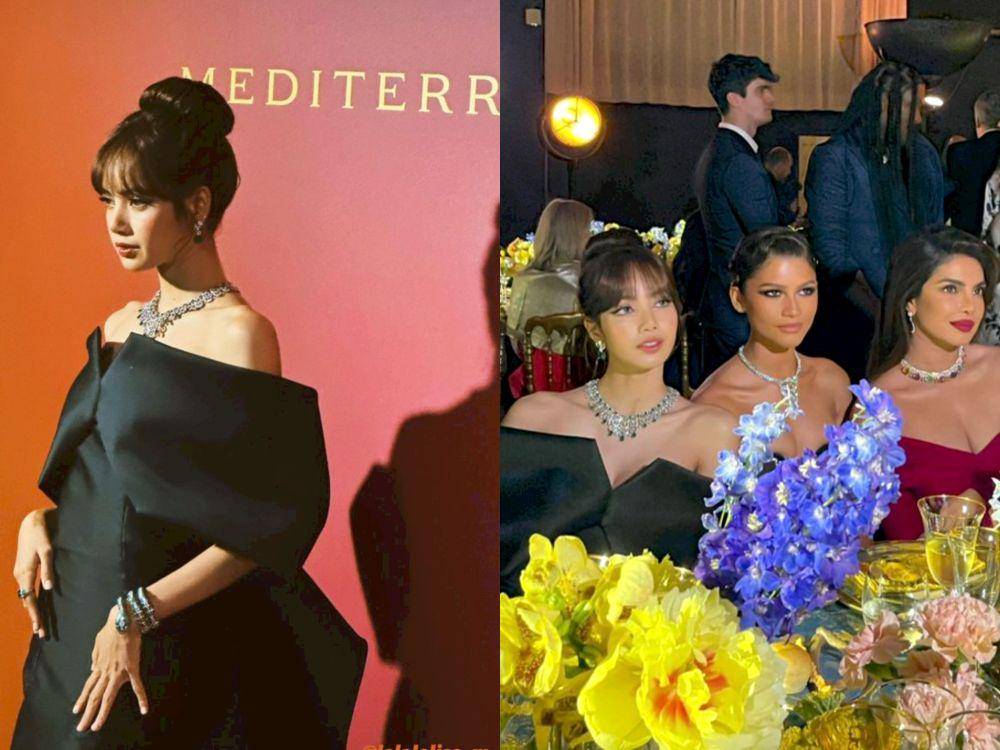 potret Lisa BLACKPINK dan Zendaya di BVLGARI’s Mediterranea Event (twitter.com/AboutMusicYT | twitter.com/BLACKPINKBRASIL)