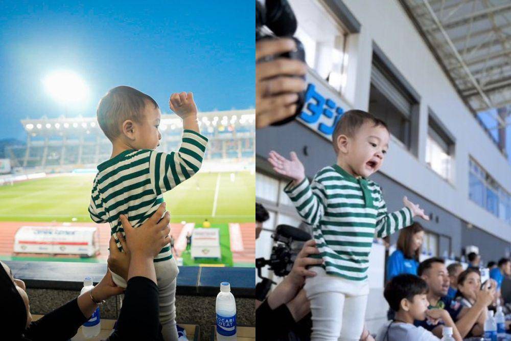 potret Rayyanza nonton bola di stadion (instagram.com/raffinagita I instagram.com/24olik)