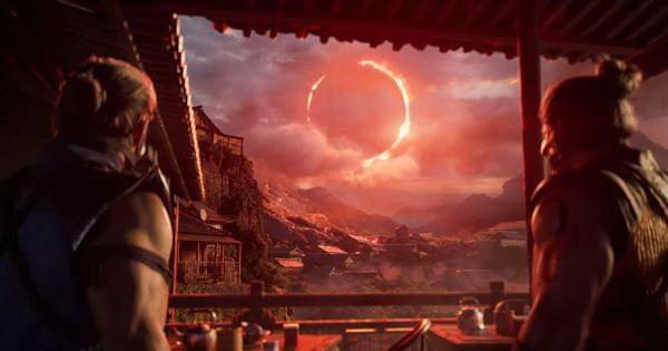 Scorpion dan Sub-Zero melihat fenomena aneh di langit ( Dok. Mortal Kombat / Mortal Kombat 1 )