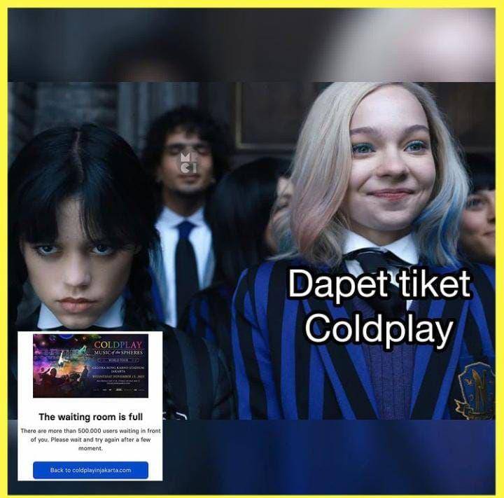 meme war tiket Coldplay (instagram.com/mrci.id)