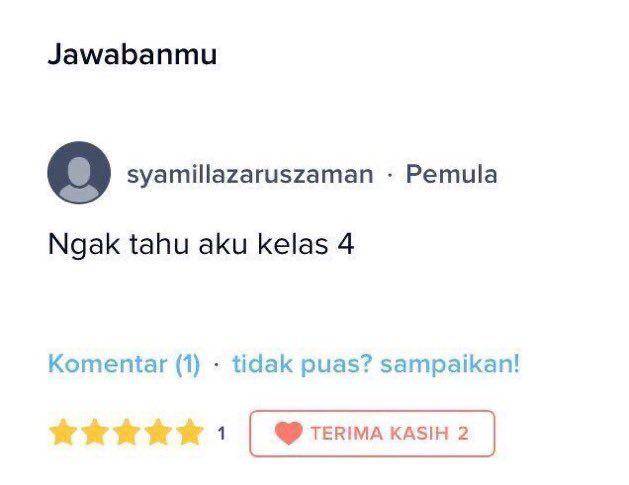 jawaban kocak di Brainly (twitter.com/goldiedibetot)