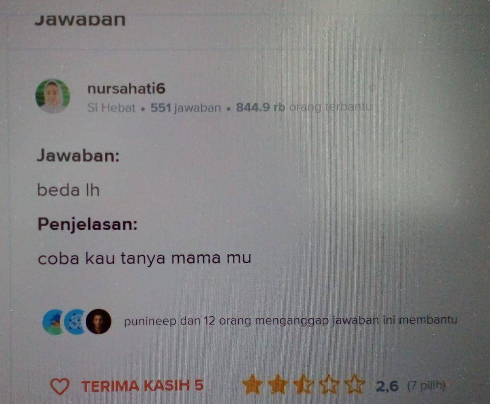 jawaban kocak di Brainly (twitter.com/nimovr)