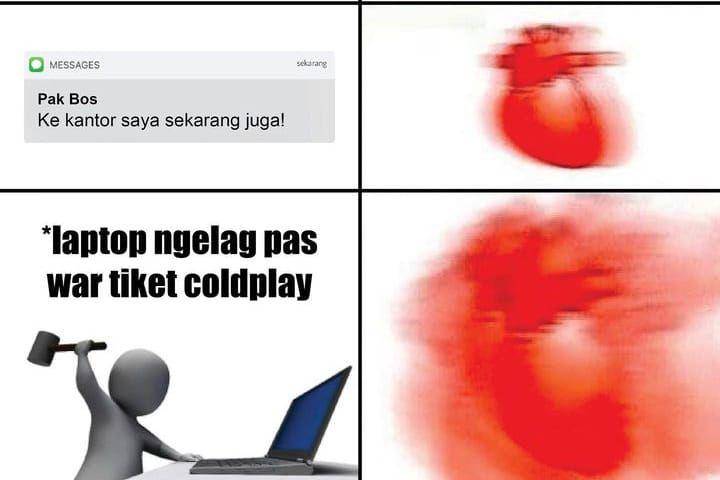 meme war tiket Coldplay (instagram.com/hotsidestory.id)