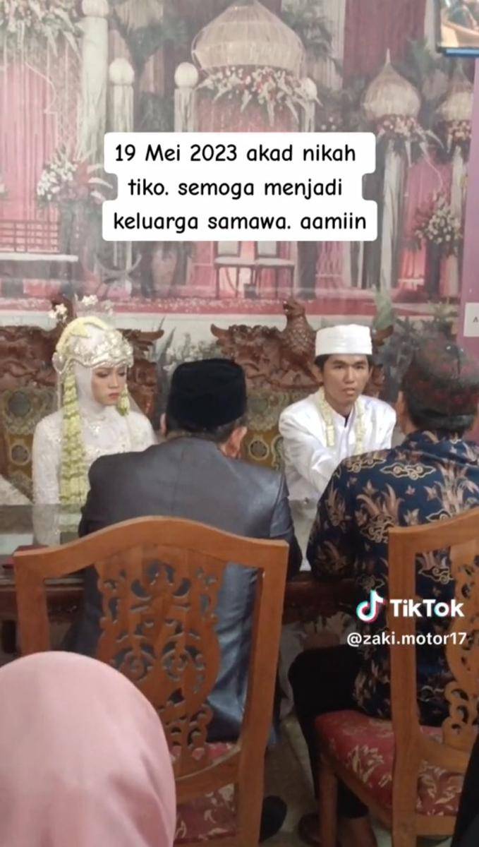 potret akad nikah Tiko dan Nadia (tiktok.com/zaki.motor17)