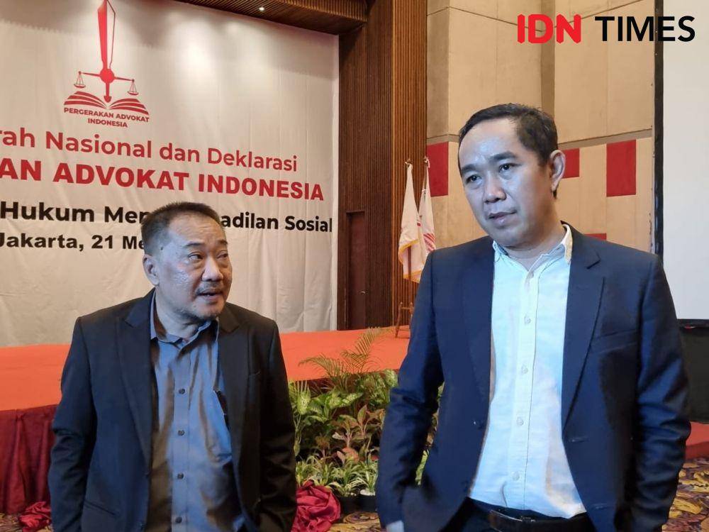 Ketua Umum Pergerakan Advokat Indonesia, Heroe Waskito (kanan) dan Sekjen Pergerakan Advokat Indonesia, Eko Prastowo (kanan) (IDN Times/Ilman)