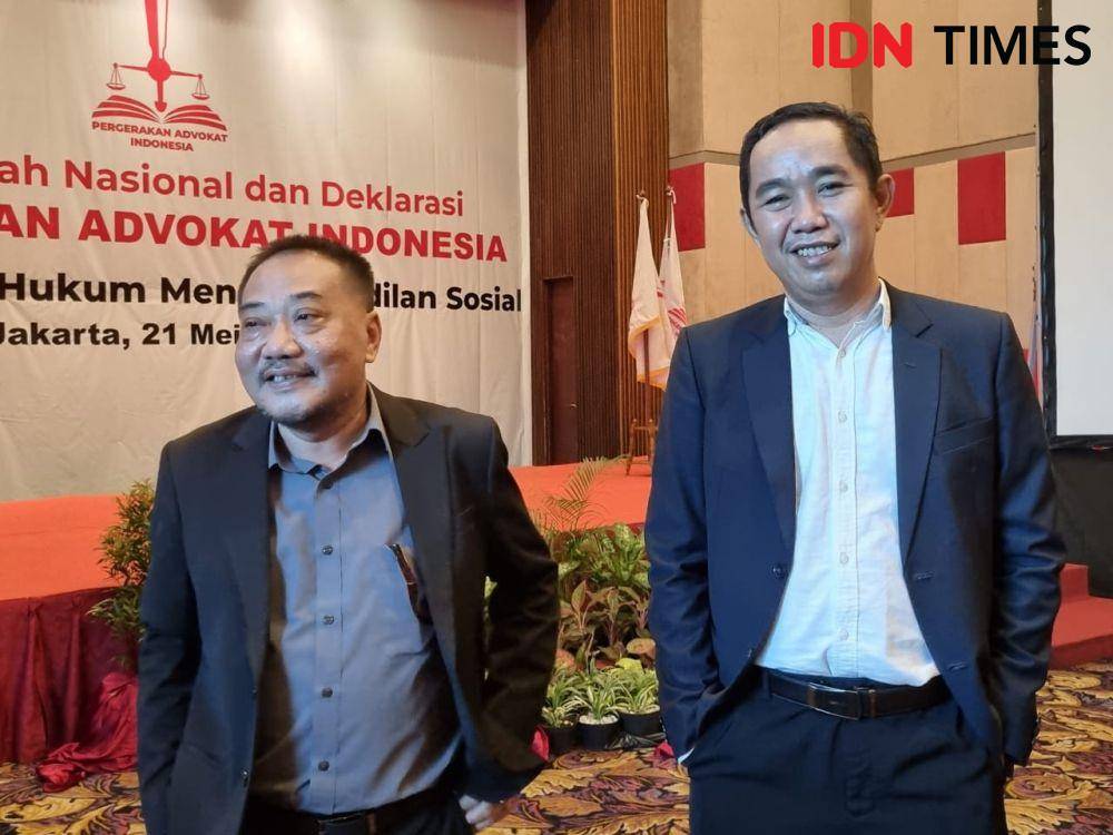 Ketua Umum Pergerakan Advokat Indonesia, Heroe Waskito (kanan) dan Sekjen Pergerakan Advokat Indonesia, Eko Prastowo (kanan) (IDN Times/Ilman)